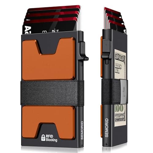 SEMORID Mens Wallet, Slim Wallet for Men, Pop Up Credit Card Holder RFID Blocking, Minimalist Metal Wallet with Cash Band, Aluminum Wallets