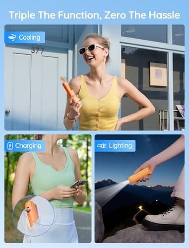 JISULIFE 3 IN 1 Portable Fan with Power Bank & Flashlight Featured — view 2
