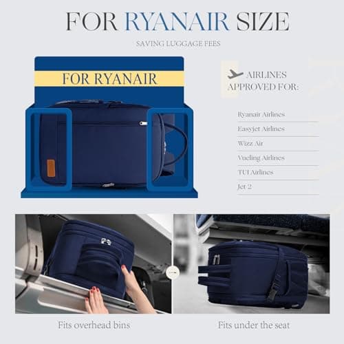 Lossga for Ryanair Cabin Bags Underseat 40x30x20 Anti Theft Carry-ons 40x20x25, Travel Backpack Cabin Size Hand Luggage Bag with Water Bottle Holder — view 2