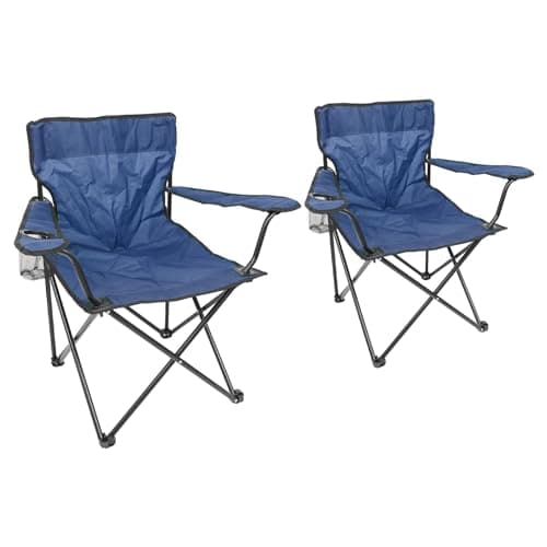 Harbour Housewares Folding Camping Chairs - Navy - Pack of 2 - Canvas Outdoor Lawn Seat for Picnic, Garden, Beach, Hiking, Fishing