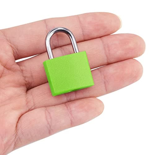 2PCS Suitcase Locks with Keys, 23mm Coloured Luggage Locks Suitcase Padlocks Mini Keyed Padlocks Travel Lock Small Padlocks for Suitcases Luggage Gym Locker Bag Rucksack School (Orange & Green) — view 4