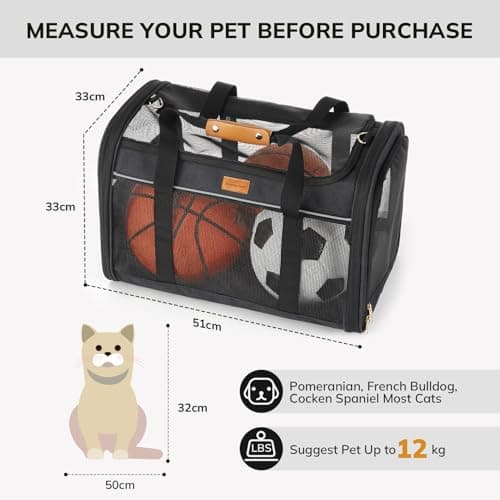 Morpilot Large Pet Carrier Bag, 51×33×33cm Breathable Carry Bag with Washable Cushion, Anti-collapse Travel Handbag for Cats Small Dogs, Perfect for Car Rides Train Trips & Vet Visits — view 6