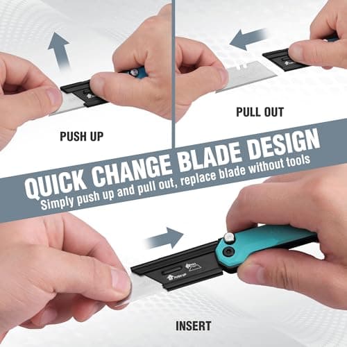 WORKPRO Folding Utility Knife with 10 SK5 Blades, Box Cutter with Belt Clip — view 4