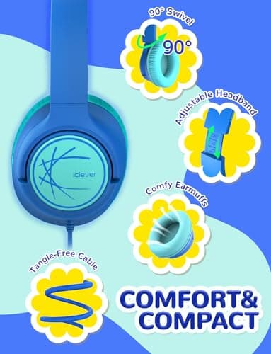 iClever HS26 Kids Headphones Wired 3.5mm, Childrens Headphones for Kids — view 5