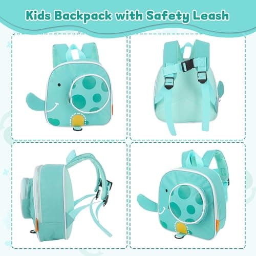 Tether Travel Toddler Safety Backpack, Harness Backpack with Reins,Toddler Backpack with Reins and Harness 1-5 Years (Green, Elephant) — view 6