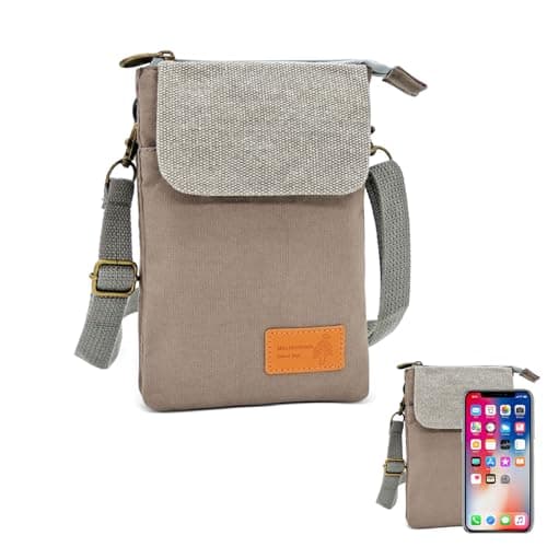 dogmoon Phone Bags for Women Crossbody, Mini Cross Body Bag with Adjustable Shoulder Strap, Cross Body Bag, Zipper Phone Bag, Lightweight Small Canvas Crossbody Phone Bag(light Gray)