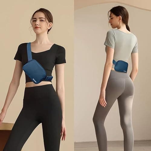 Bomvabe Fanny Pack for Women Teens Girls, 1L Everywhere Belt Bag with Adjustable Strap 32" to 51", Small Bum Bag for Ladies with Multi Pockets, Crossbody Bag Lightweight for Travel Sport, Navy Blue — view 6