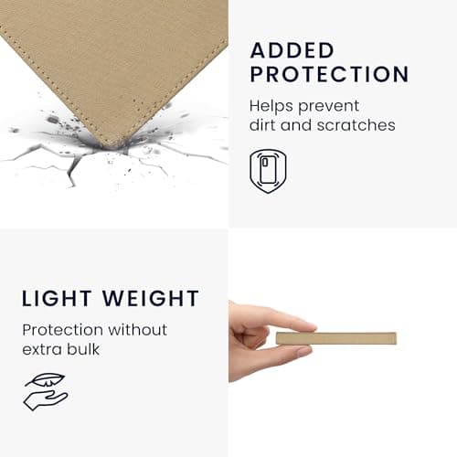 kwmobile Cover Compatible with Kobo Aura H2O Edition 2 - Case for E-Reader - Denim Look Fabric Flip Case - Beige — view 4