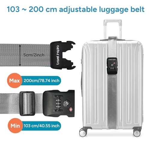 travel inspira TSA Approved Luggage Straps, Suitcases Identifier (Grey) — view 3