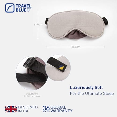 Travel Blue Luxury Sleep Mask - Luxuriously Soft Eye Mask for Sleeping, 100% Cotton, Gently Padded, Blocks Light, Elasticated Strap with Easy Release Buckle for Comfort and Relaxation — view 2