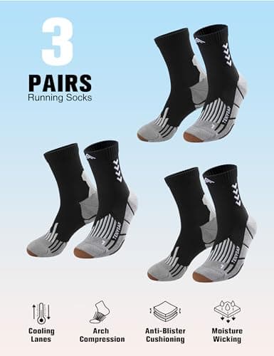 Lounwee Crew Compression Running Socks: 15-20 mmhg Arch Support Compression — view 4