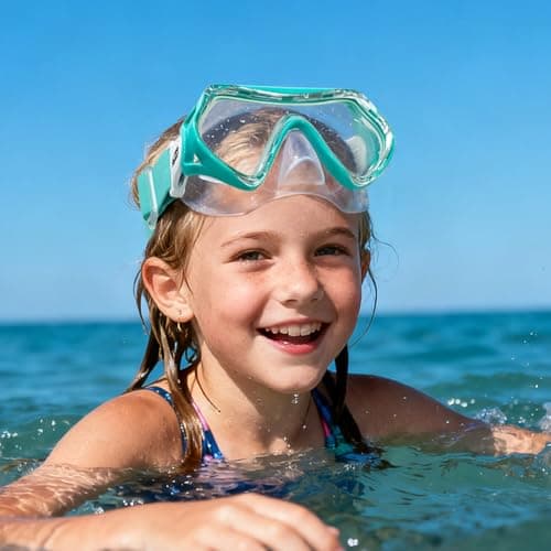 Findway Kids Snorkel Mask with Elastic Fabric Strap,Swimming Goggles kids with Nose Cover,180° Clear View Diving Mask,No Leak Anti Fog Swim Goggles for Boys Girls Aged 6-16 — view 4