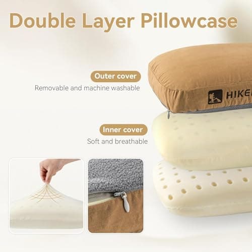 HIKEMAN Camping Memory Foam Pillow - Ultralight Travel Pillow Neck Support Pillow,Soft Ergonomic Sleeping Pillows for Camping,Car,Beach,Office (Purple) — view 5