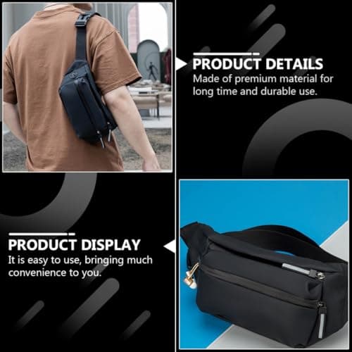 DEEPCRAFF Anti-Lost Waist Pack Adjustable Men Waist Bag Waterproof Polyester Oxford Cloth Black for Sports Travel Cell Phone Protection — view 4