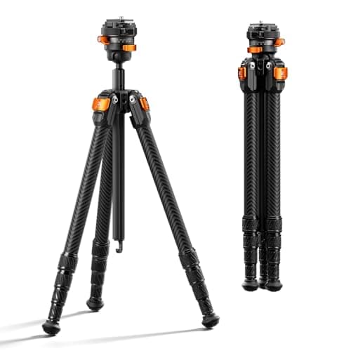 K&F CONCEPT 60"/153cm Carbon Fibre Tripod for Camera, 0.9kg Ultra-Lightweight Travel Tripod with ±18° Leveling 360° Panorama Head, Detachable Center Axis, Arca Type QR Plate, 10KG Load Capacity