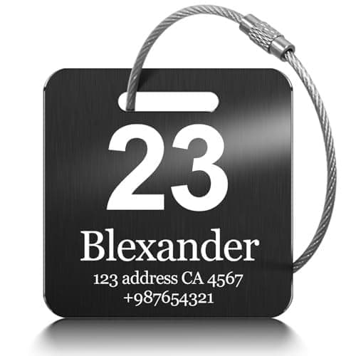 Custom Metal Luggage Tags - Personalized Unique Suitcase & Backpack Bag Handbag Travel, Durable, Waterproof & Heavy Duty, Stainless Steel 3 Color, A — view 4