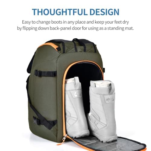 FeedMoo Ski Boot Bag Army Green Adult Snowboard Travel Cooler Backpack — view 3