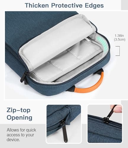 MoKo 13.3-14 Inch Laptop Sleeve Bag Fits MacBook Air 13 M3 M2 2024-2018, MacBook Pro 14 M3 M2 2024-2021, Tab S8 Ultra 14.6", Handle Carrying Case with Shoulder Strap, Indigo — view 6