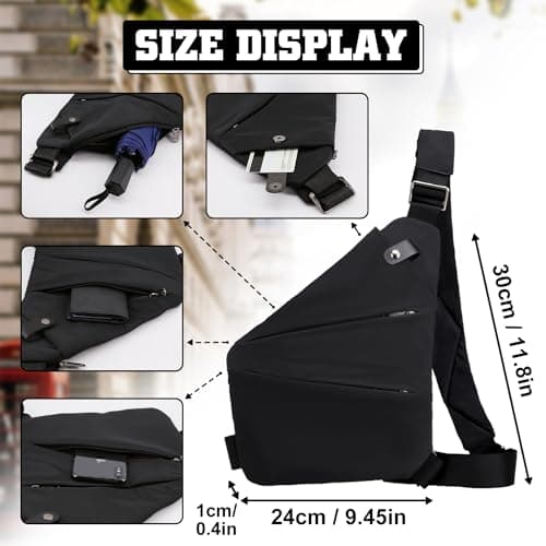 GDOKKNY Anti Theft Crossbody Bag for Women Personal Flex Travel Bag Anti-Theft Cross Body Bag Sling Chest Bag for Men （Black） — view 3