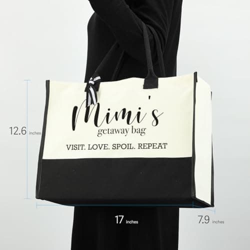 HODREU Grandma Gifts Canvas Tote Bag Birthday Gifts for Grandma Waterproof Beach Bag Appreciation Gifts for Women Grandmother, White401, L — view 3