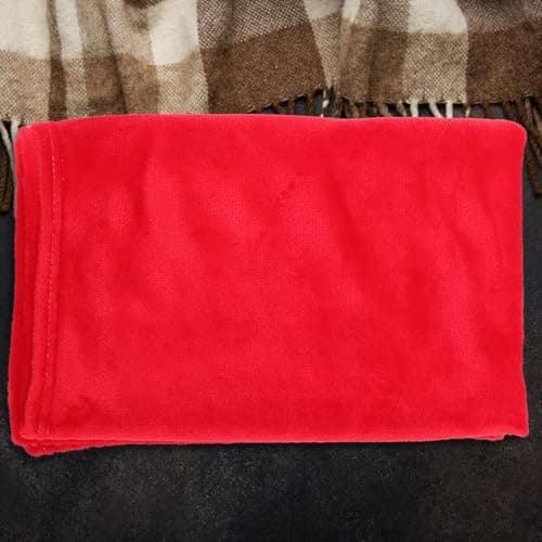 CVUTOVO Red Coral Fleece Throw Blanket for Couch and Office Travel Use — view 6