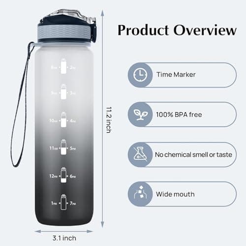 NAVTUE 1L Sports Water Bottle with Straw, BPA-Free Tritan Leakproof for Gym — view 2