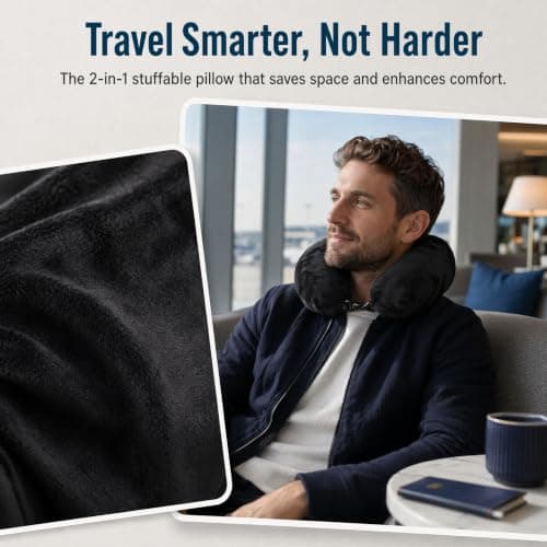 2 Pcs Stuffable Neck Pillow, Velvet U-Shaped Fillable Travel Pillow — view 4