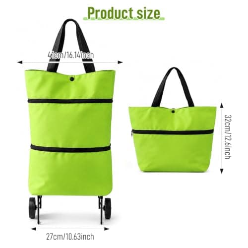 2-in-1 Foldable Shopping Bag with Wheels,2026 New Foldable Shopping Carts for Groceries,Waterproof Rolling Grocery Tote with Sturdy Handle for Market,Shopping,Travel & Daily Use — view 5