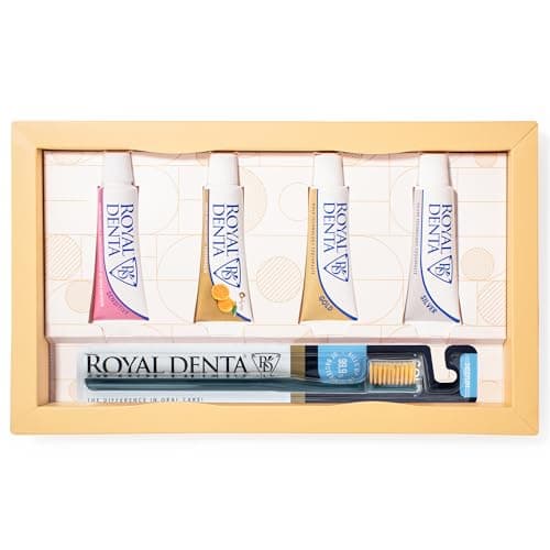 Royal Denta Travel Kit Gift Set – Luxury Gift Box with Gold Medium Toothbrush, Water-Resistant Travel Case and Travel Toothpaste Multipack, Emerald Green — view 6