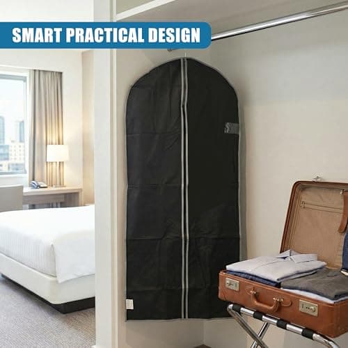 GEEZY Set of 2 Hanging Garment Bags with Zip, 60 x 150 cm - Long Breathable Suit Covers with Zip & Viewing Window - Travel Friendly & Dust Proof Clothes Protector for Dresses, Coats & Shirts — view 2
