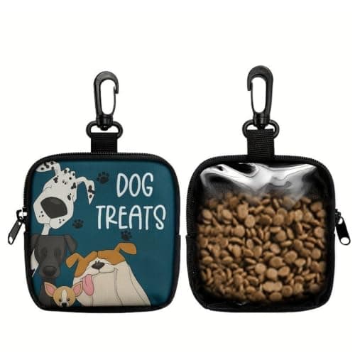 1 Piece Dog Treat Bag with Belt Clip – Paw Print Training Pouch, Zippered, Portable for Walking, Travel, Outdoor, for Puppy, Small Dog, Pet Owner