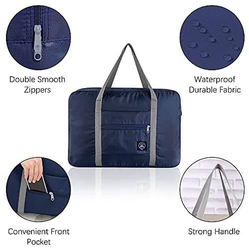 SITAKE 4 Pcs Foldable Travel Duffel Bag, Waterproof Lightweight Carry-on Bags, Suitable for Overnight, Holiday, Shopping, Weekends, Outing, Gym(Wine Red/Navy Blue/Sky Blue/Light Pink) — view 3