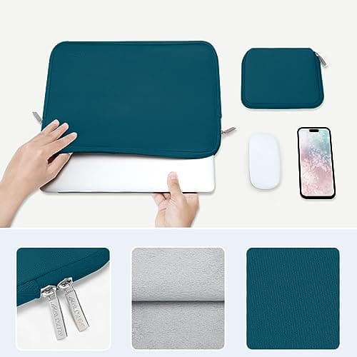 MOSISO 13 inch Laptop Case Neoprene Sleeve with Small Bag,Deep Teal — view 4