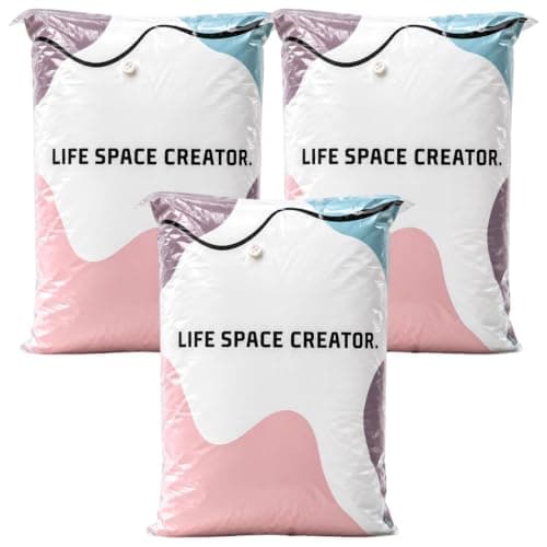 3-Pack No Pump 3D Vacuum Storage Bags, Reusable Compression Bags, Compact Travel Storage, Wardrobe Organisation, Duvet Protection, Seasonal Clothing Storage, 50x70cm