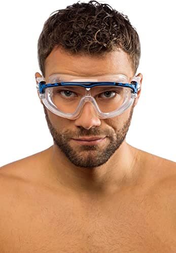 Cressi Skylight Swimming Goggles - Silicone Seal for Adult Swim Goggles - UV Anti-Fog Swimming Mask - Clear/Frame White Blue — view 4