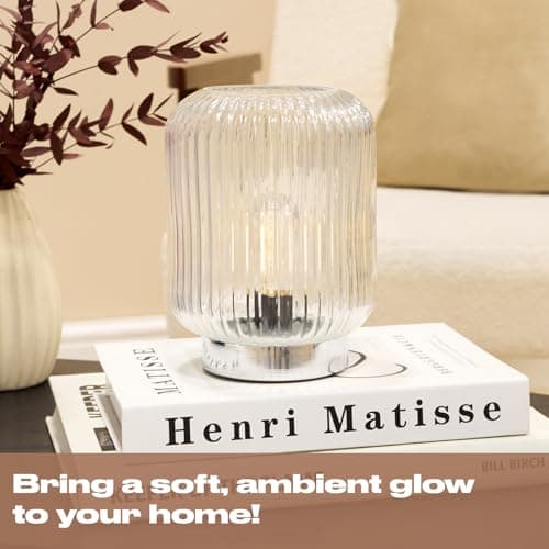 OHS Clear Glass Cordless Table Lamps, Battery Operated Lamp Portable LED Touch Light Decorative Bedside Table Lamps for Bedroom Living Room Office Outdoor Use — view 3