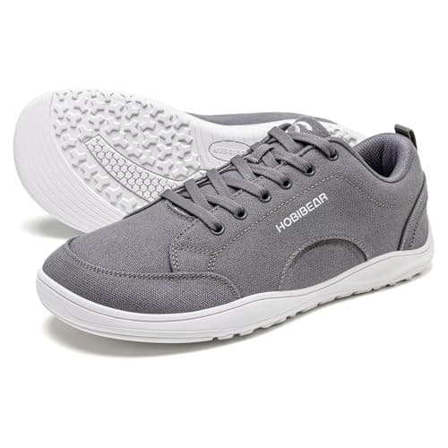 HOBIBEAR Barefoot Shoes for Men Women Wide Toe Minimalist Trainers Unisex Canvas Non-Slip Walking Shoes(Gray,UK 10) — view 6