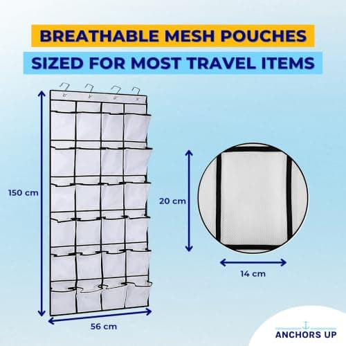 Cruise Cabin Over Door Organiser for Shoes, Toiletries and Travel Accessories – 24 Pockets – Tested on All Major Cruise Lines such as P&O, Marella, MSC, Royal and more – Cruise Essentials by AnchorsUp — view 3