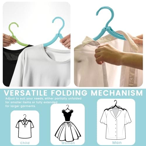 GOWTX 12 Pack Foldable Travel Hangers, Anti-Slip Coat Hanger with 4 Clips — view 6