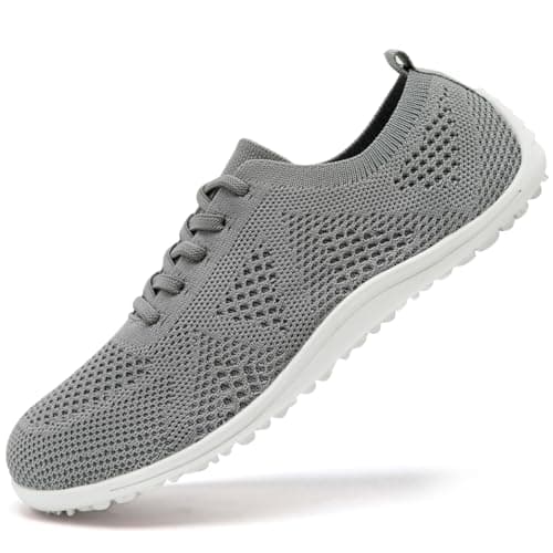 UROMGV Barefoot Shoes for Women Walking and Sports Shoes with Zero Drop Sole Running Shoes Casual Slippers Breathable Soft Fashionable Slippers, lightgrey, 9 UK