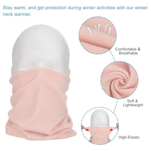 PATIKIL Winter Neck Warmer, 2 Pack Windproof Neck Gaiter Cold Weather Scarf Face Covering Ski Gaiter for Men Women, Pink — view 4
