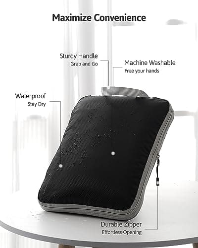 OrgaWise Extra Large Compression Packing Organiser 5/6 Set Cube Suitcase Storage Organizer Bag Expandable Packing Divider Pouch for Packing (Black) — view 6