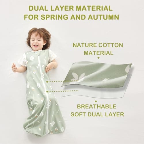Nivolltha 2 Pack Baby Sleeping Bag 1 TOG Cotton Foliage & Bear L — view 3