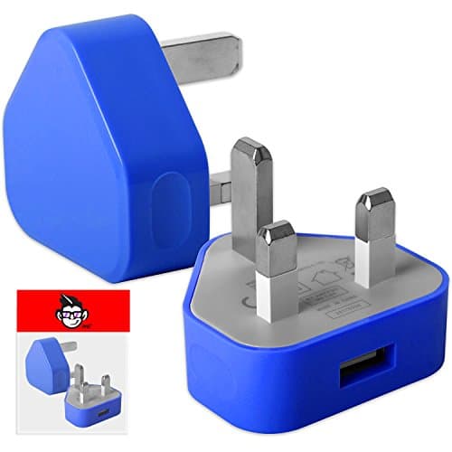 IWIO 3 Pin UK 1 x USB 1AMP / 1000 mAh Mains Wall Desk Charger Spare Plug Adapter (CE & ROHS Certified) for Samsung Galaxy S Light Luxury 2018 - BLUE