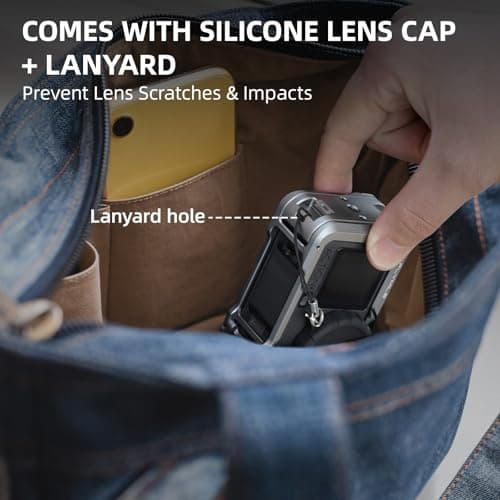 BRDRC Action 6 Camera Cage + Screen Protector Accessories Kit Aluminum Alloy Protective Frame Cage with Silicone Lens Cap Tempered Glass Lens Film for DJI Osmo Action 6 Protection Pack — view 4