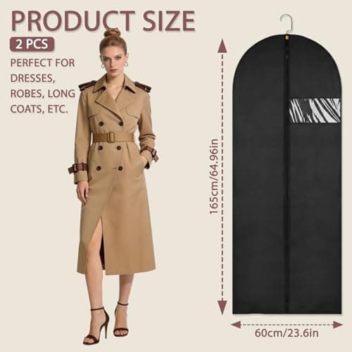 YANJINGSHE Suit Bag, Oxford Garment Bag 60-165cm, 2 Pack Black — view 3