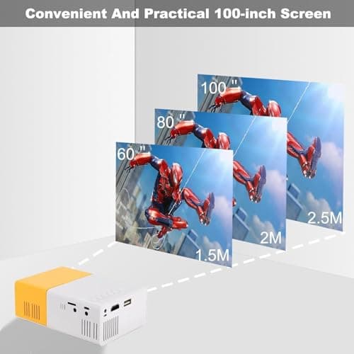 Mini Projector 1080P with 4K Support, Portable Video Projector for Phone, Mini Projectors for Bedroom Compatible with HDMI/AV/TV Stick/iOS/Android/USB (Yellow) — view 5
