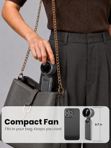 EcoNour Portable Handheld Fan - 5 Gear High Speed Rechargeable Fan - Black — view 5