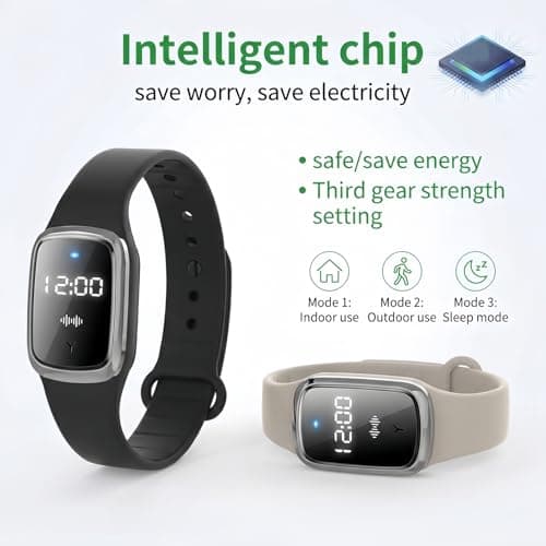 Ultrasonic Mosquito Repellent Bracelet,Electronic Insect Repeller Watch, Rechargeable Anti Mosquito Bracelet,Ultrasonic Insect Repellent Bands for Outdoor,Electronic M/osquito R/epellent(Beige) — view 3