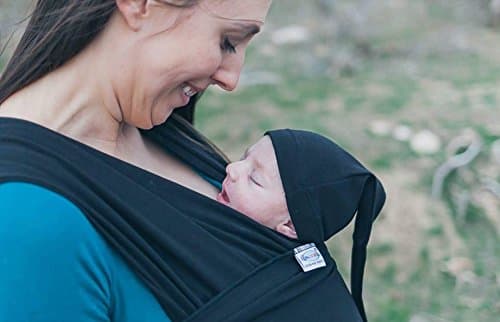 Baby Wrap Sling Organic Stretchy Premium Carrier | UK/EU Safety Tested | Made in UK by Joy and Joe | Suitable from Birth to 16Kg | with Hat, Bag and Full Colour Instruction (Black) — view 4